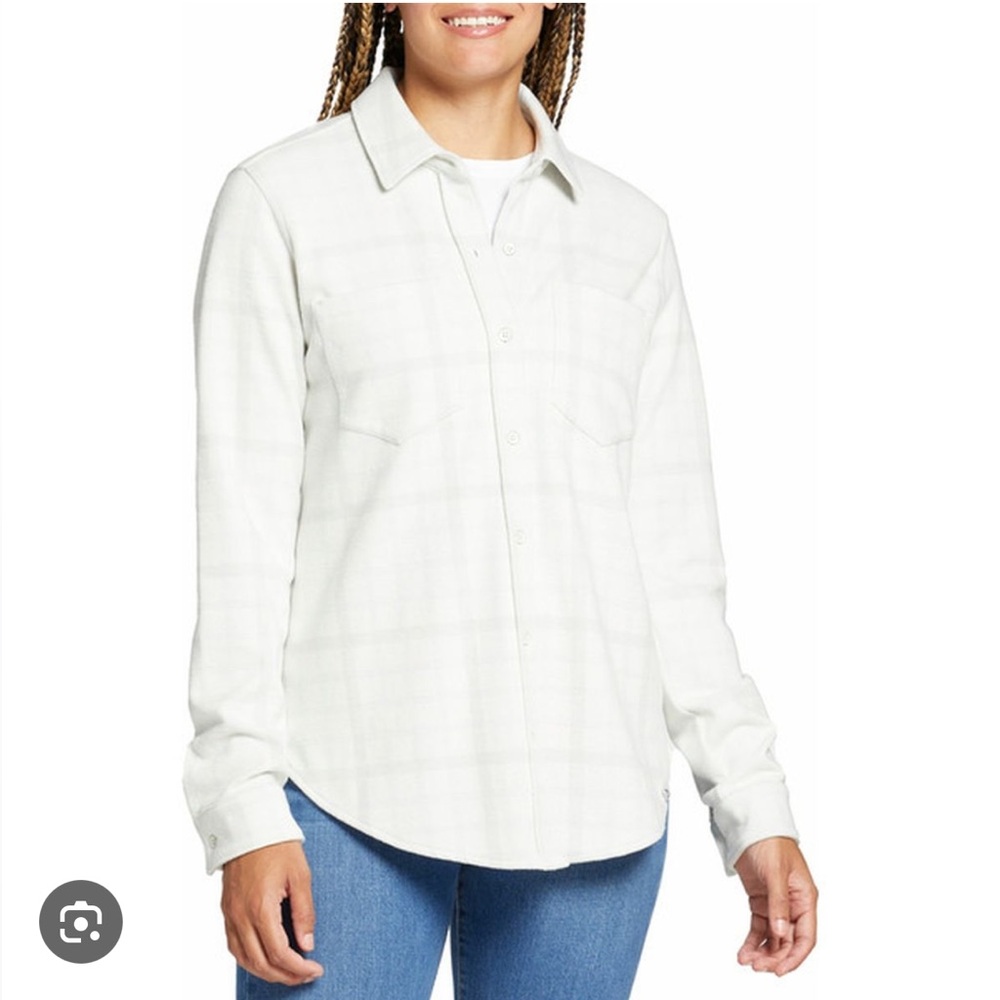 Alpine Design Women's Wanderful Brushed Knit Plaid Long Sleeve Shirt in White